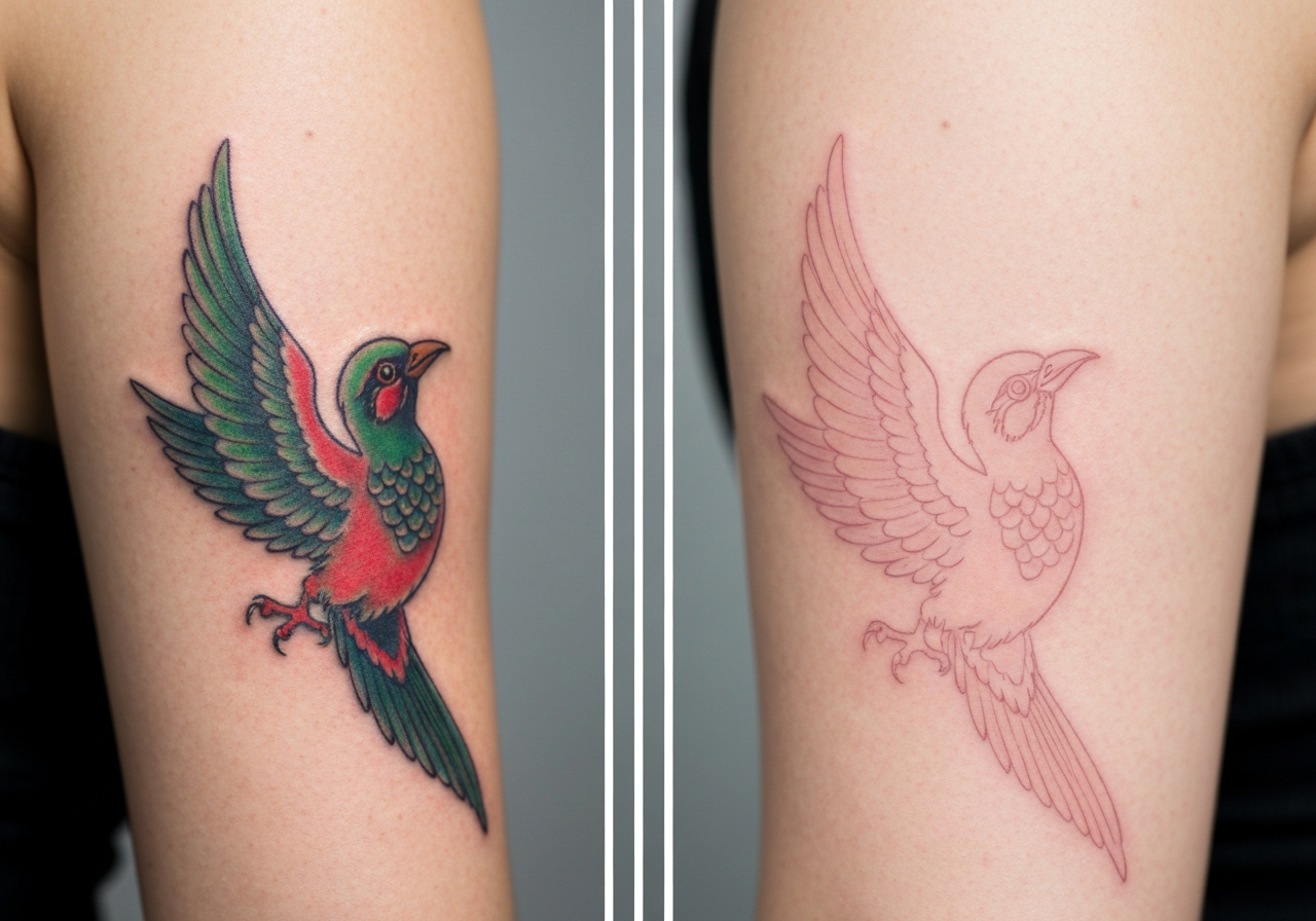 Before and after laser tattoo removal treatment
